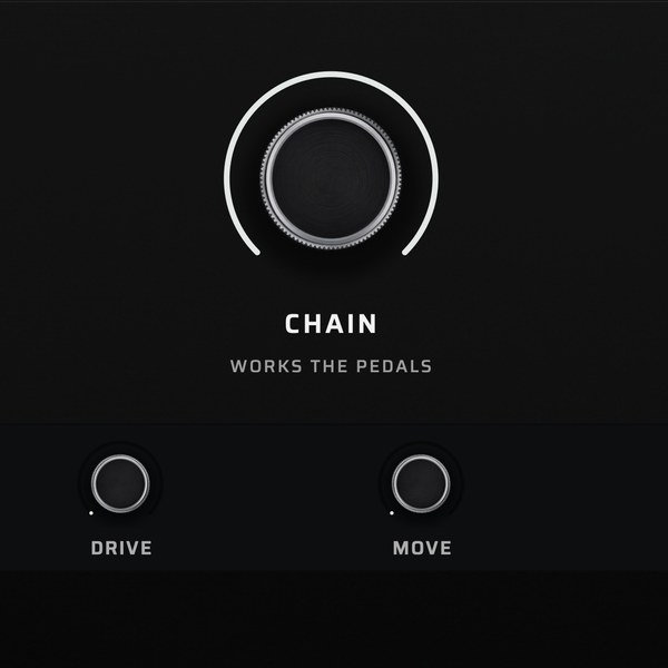 Close-up of the CHAIN macro knob, which works the pedals
